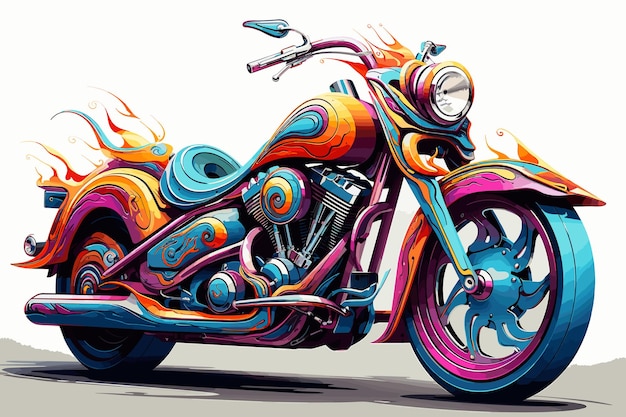 90's motorfiets illustratie komische stijl charmante uitstraling behang voor uw enorme kwaliteit