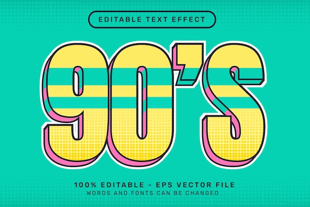 90's retro color 3d text effect and editable text effect