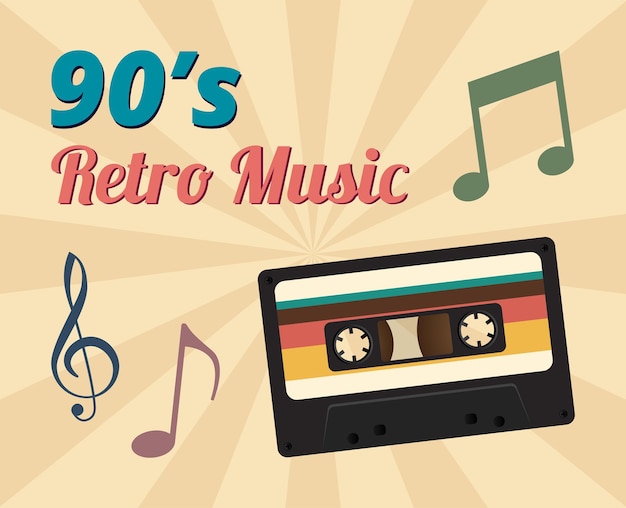 90's Retro Music Cassette tape nostalgic background