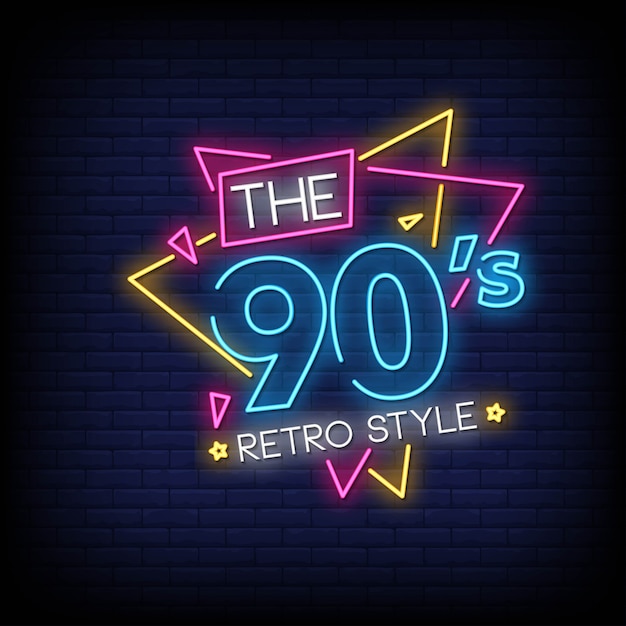 The 90's retro style neon style text