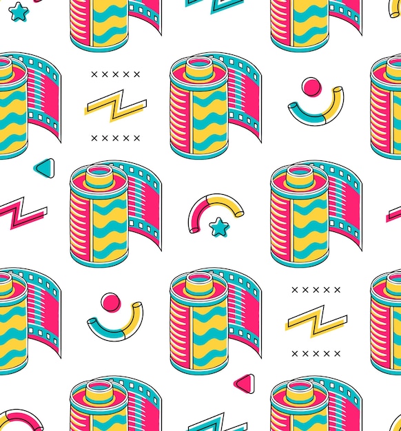 90's vibe camera roll film seamless pattern