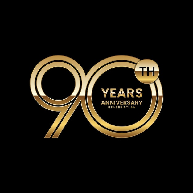 90 year anniversary Anniversary logo design with double line concept vector illustration