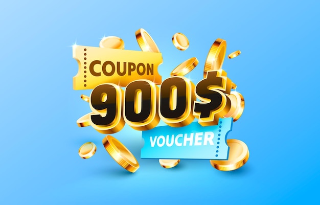 900 dollar coupon cadeaubon geld terug banner speciale aanbieding Vector illustratie