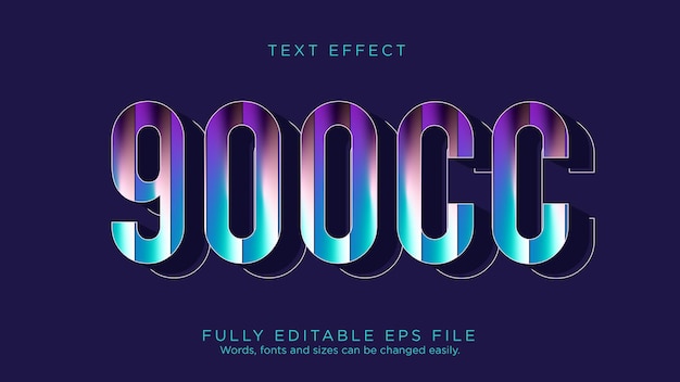 Vector 900cc block text effect font type