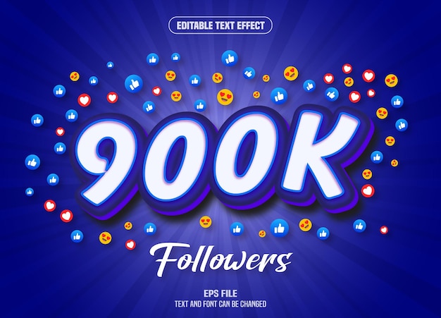 900k followers 3d text effect