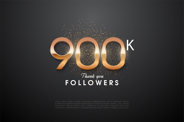 Vector 900k followers with glowing numbers