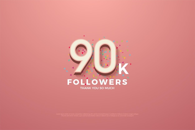 Vector 90k followers on pink background with no effect