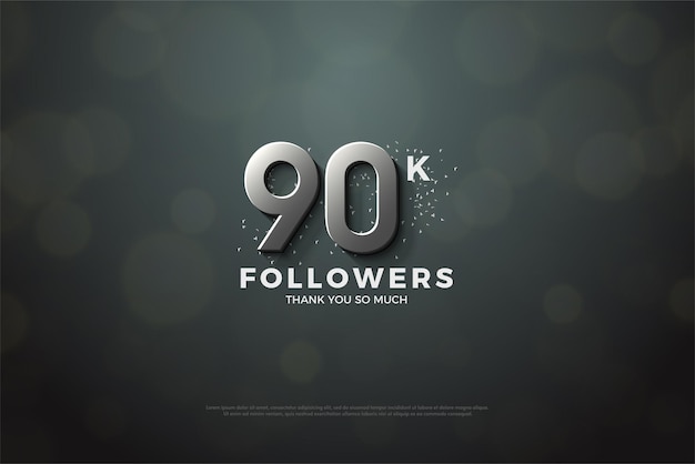 Vector 90k followers with black and white numbers