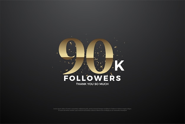 Vector 90k followers with gold glitter background