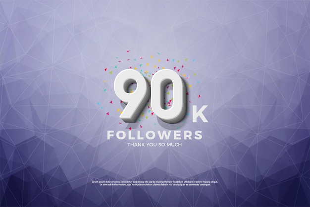 Vector 90k followers with triangle texture background