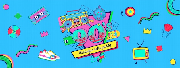 90s 80s memphis nostalgic colorful retro party banner_1