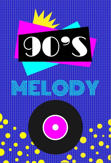 90s or 80s party invitation card Music y2k Style of the 2000s Banner in retro style