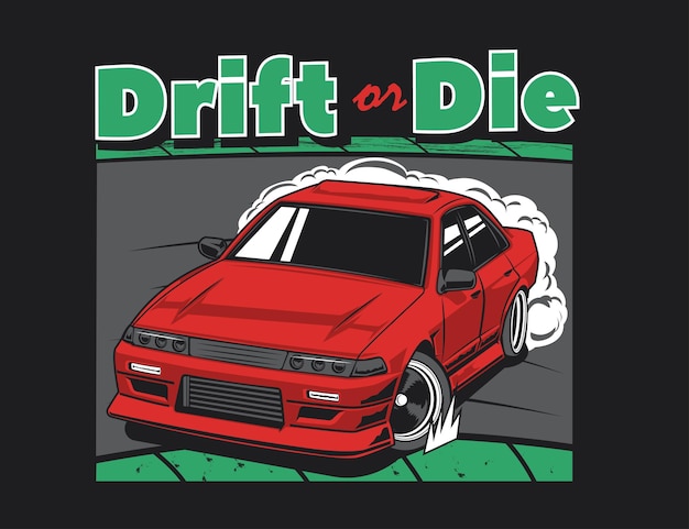 Vector 90s auto driften op de straat vector illustratie ontwerp voor tees