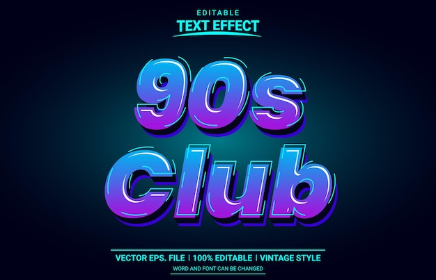 90s club retro vintage bewerkbaar teksteffect