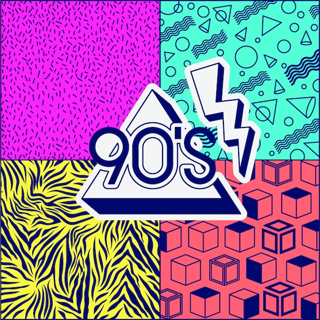 Vector 90s decade label retro