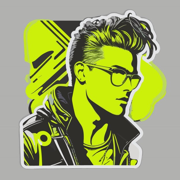 Vector 90s fashion sticker vector on a white background