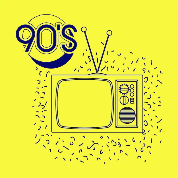 Etichetta anni '90 con retro tv