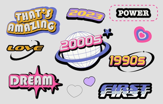 90s object design in pop and y2k style with emoji starheart