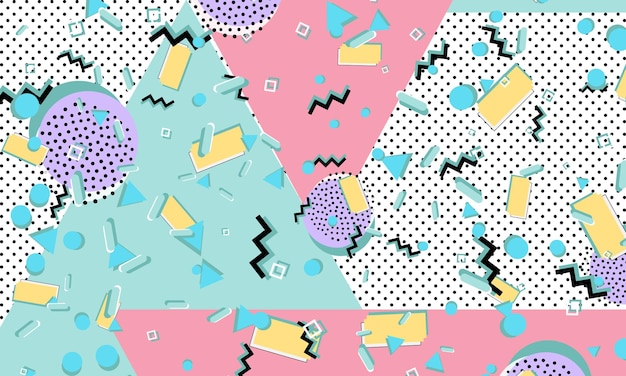 Vector 90s pattern. geometric shapes. hipster style