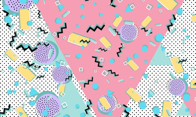 Vector 90s pattern geometric shapes hipster style