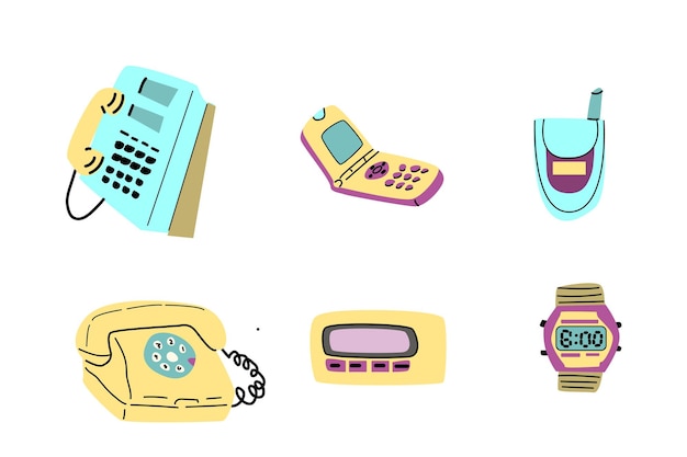 90s retro elementen set of 80s of y2k elementen retro stijl
