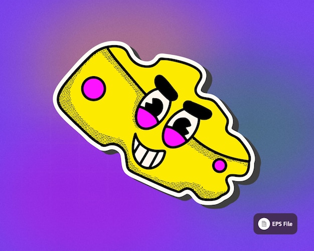 90s Stickers cheese Illustration