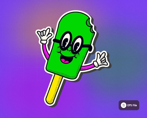 90s Stickers ice stick Illustration