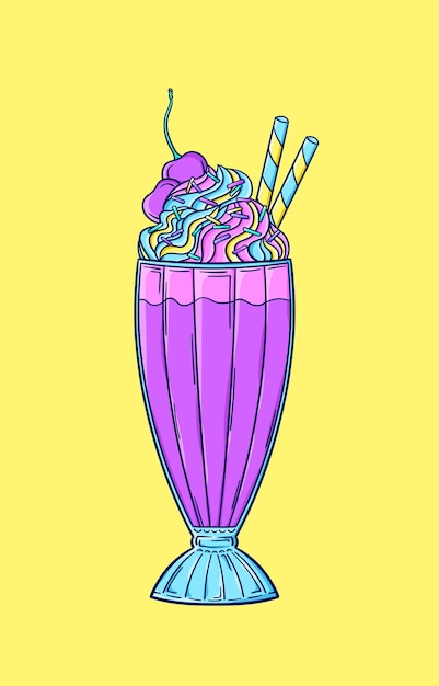 90s style milkshake retro sweet ice cream dessert pop art vector 90s vector 1990s trendy vector