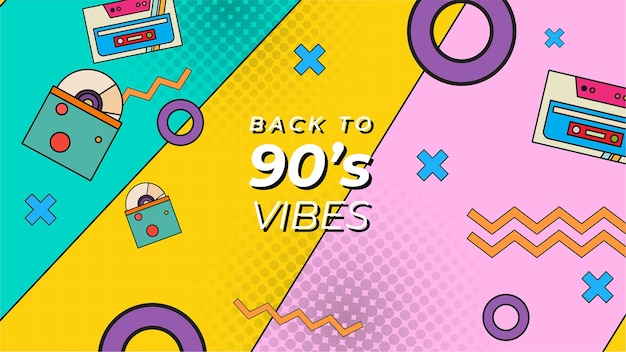 Vector 90s vibes asset element retro vintage separated clip art pop art illustration editable