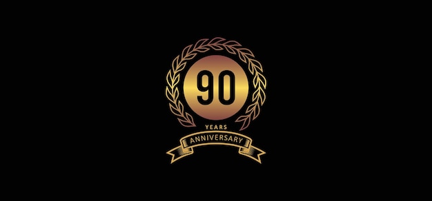 90st anniversary logo with gold and black background