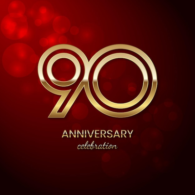 90th Anniversary Birthday logo with golden numbers concept Simple and luxury design