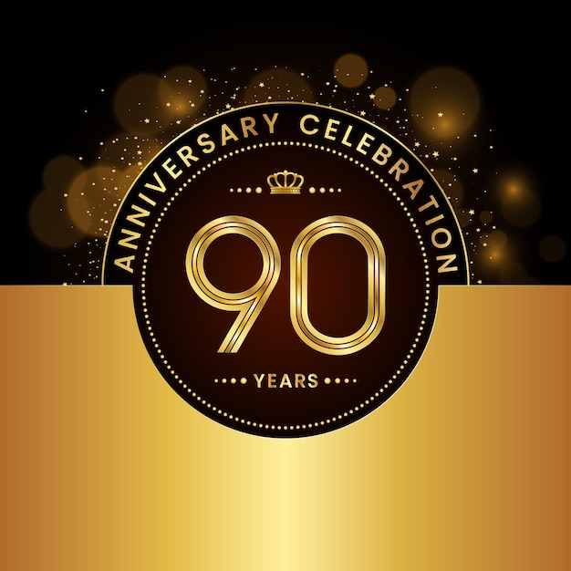 90th Anniversary Celebration Template design in golden color Modern style Logo Vector Template