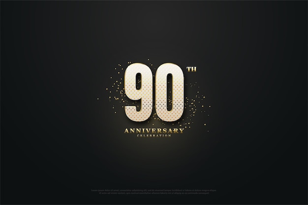90th anniversary celebration with extravagant gold glitter sprinkling vector premium design