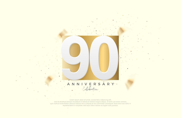 90th anniversary celebration with numbers on elegant gold paper Premium vector for poster banner celebration greeting