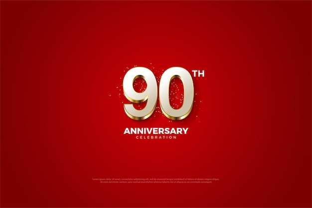 사실적인 3d 은색 숫자 벡터 프리미엄 디자인으로 90주년 기념