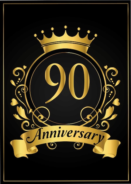 90th Anniversary Gold Vector Illustration for celebrations