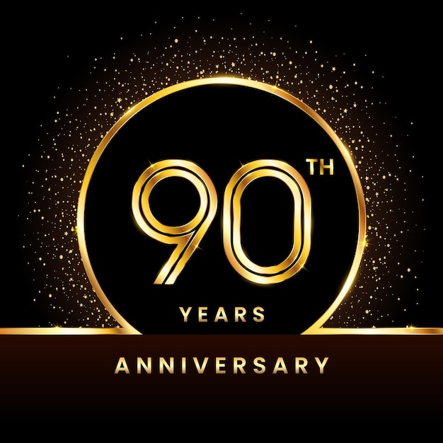 90 周年記念ロゴ二重線概念ベクトル イラスト周年記念ロゴ デザイン