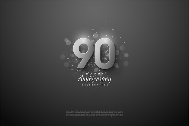 90th anniversary with 3d silver number