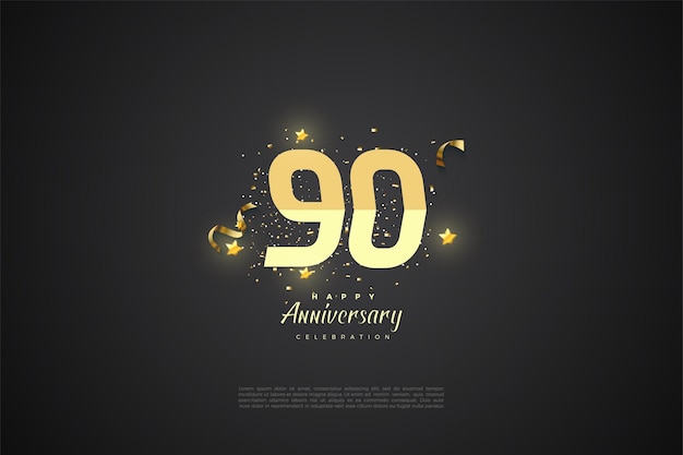 90th anniversary with graded number on black background