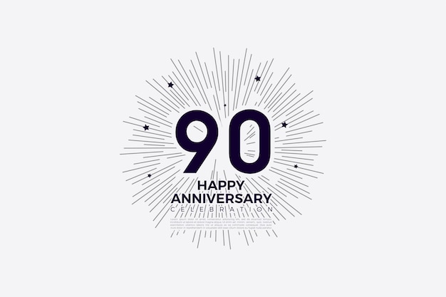 90th anniversary with number black on white background