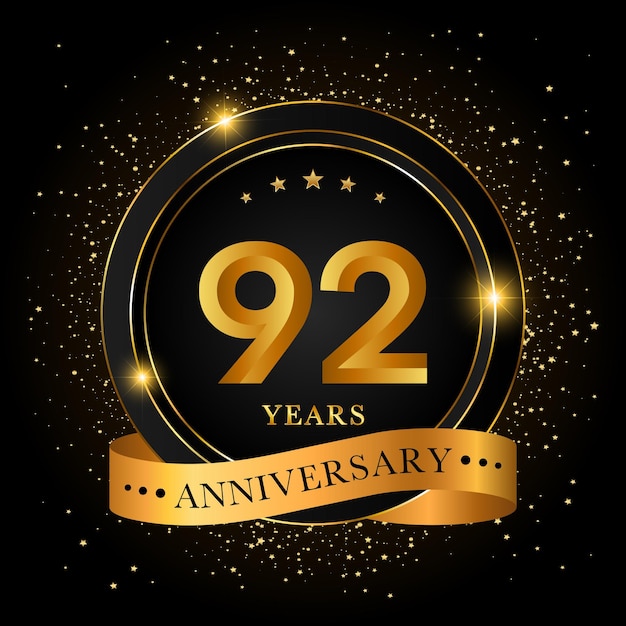 92 Years Anniversary Golden anniversary celebration template design Vector illustrations