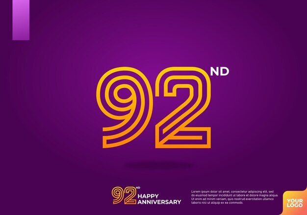 Vector 92nd anniversary logotype