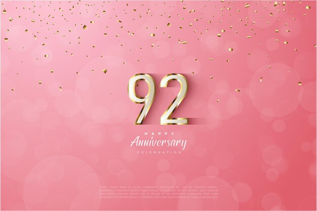 Vector 92nd anniversary with luxurious gold numeral border