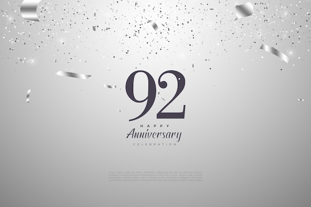 Vector 92nd anniversary with numbers on silver background