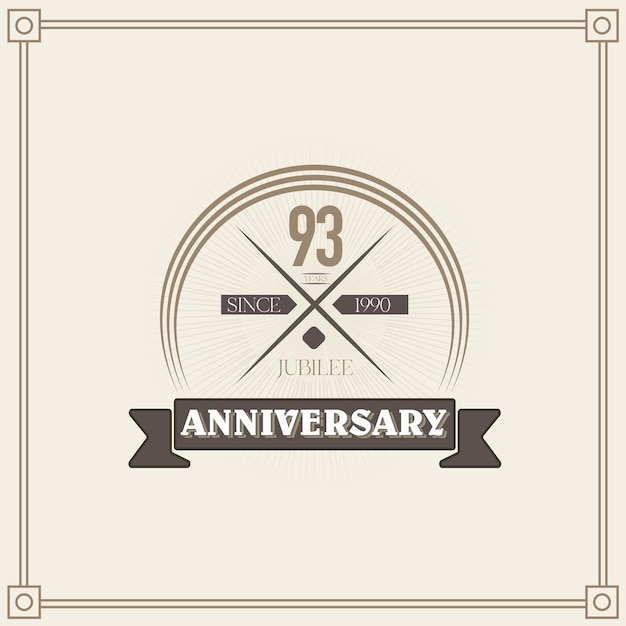 93 jaar verjaardag viering ontwerpsjabloon. 80e vintage logo vectorillustraties.