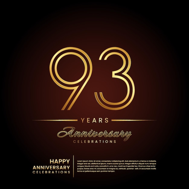 93 year anniversary template design in golden color