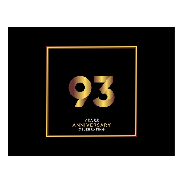 93 Year Anniversary With Gold Color Square