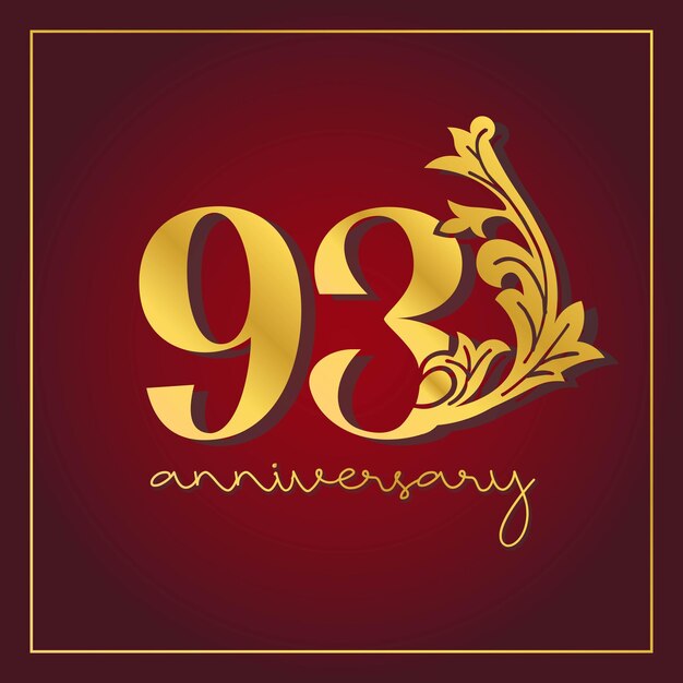 93e verjaardag viering banner met op rode achtergrond. vintage decoratieve nummer vector design
