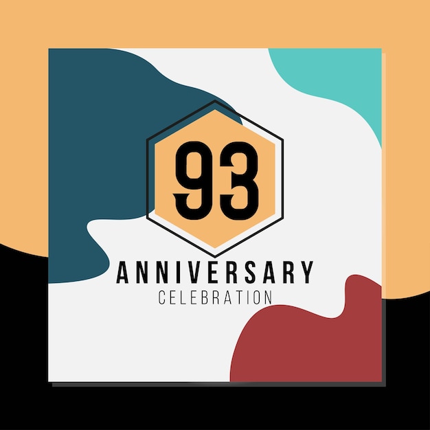 93rd anniversary celebration vector colorful design on black and yellow background template