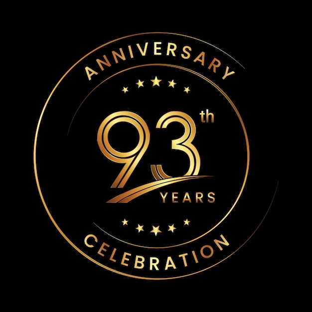 93th Anniversary Anniversary logo design with gold color ring and text for anniversary celebration events Logo Vector Template